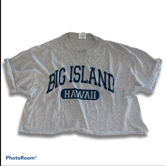 Jerzees Tops - Big island Hawaii grey blue crop top tee shirt